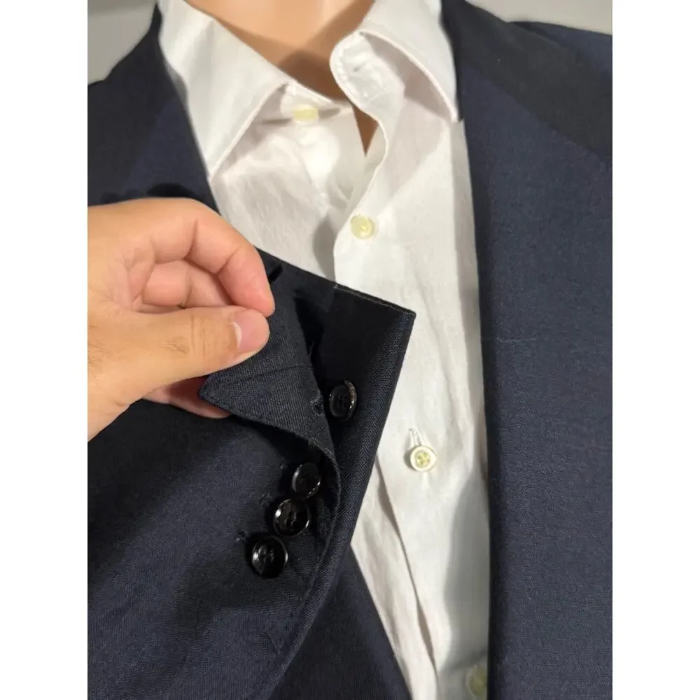 Tom Ford Navy Cashmere Mohair Peak Lapel 2 Piece Suit 56LEU 46L US 37x33 Trouser